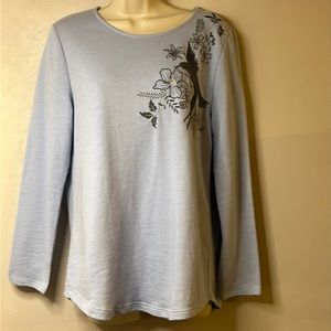 CHICO’S | EMBROIDERED TEE | SIZE 1 or SM | LONG SLEEVES